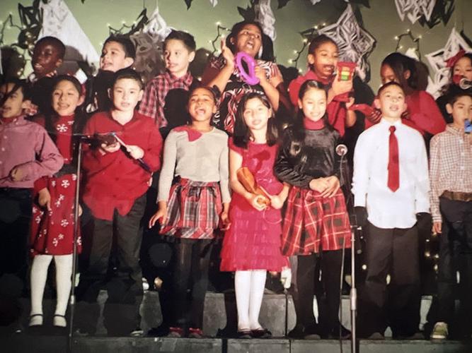 Kids singing in a winter show
